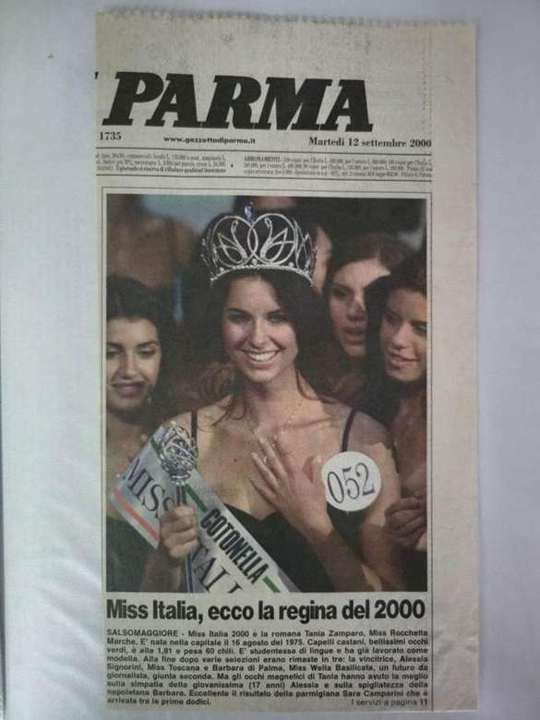 Gazzetta di Parma front page, 12 September 2000, Miss Italia final results