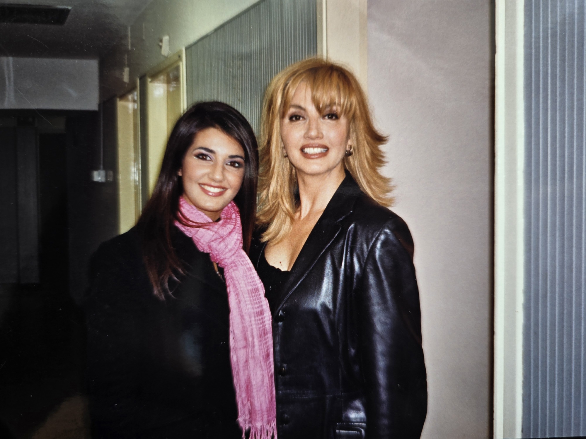 Personal backstage photo with TV host Milly Carlucci, December 2002