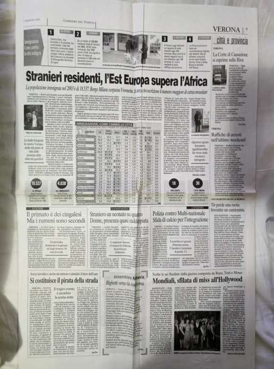Corriere del Veneto full newspaper page, Verona edition, 4 Maggio 2004, page 7