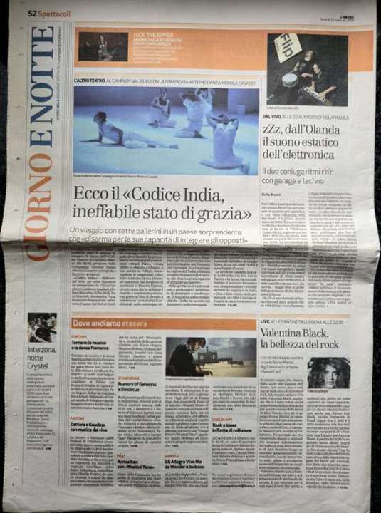 L'Arena full newspaper page, Giorno e Notte, 27 February 2009, page 52