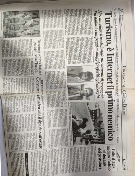 L'Arena full newspaper page, Cronaca del Garda-Baldo, 4 September 2001, page 26